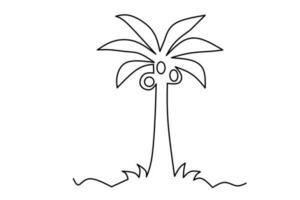 kokos träd linje teckning isolerat på vit bakgrund. vektor illustration.