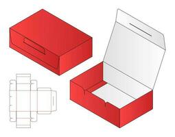 låda förpackning stansad mall design. 3d mock-up vektor