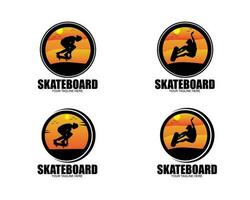 Skateboard Logo Silhouette einstellen Sammlung vektor