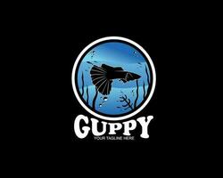 Guppy Fisch Logo Design Silhouette vektor