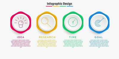 Geschäft Infografiken Vorlage. Zeitleiste mit 4 Schritte, Optionen. können Sein benutzt zum Arbeitsablauf Diagramm, die Info Diagramm, Netz Design. Vektor Illustration