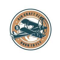 årgång retro flygplan med emblem logotyp design vektor mall