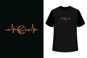 Basketball Herzschlag T-Shirt zum Basketball Spieler T-Shirt Design vektor