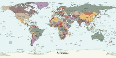 politisch einfach Welt Karte gleichwinklig Projektion vektor