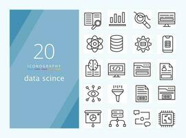 data vetenskap linje ikon för ladda ner vektor