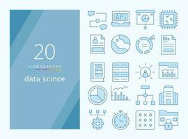 data vetenskap blå linje ikon för ladda ner vektor