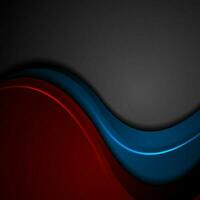 Blau und rot abstrakt glühend Wellen auf schwarz Hintergrund vektor