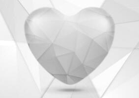 vit grå polygonal tech hjärta design vektor