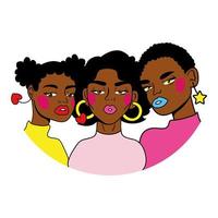 Gruppe von Afro-Mädchen Mode Pop-Art-Stil vektor