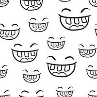 Lächeln mit Zunge nahtlos Muster Hintergrund. Geschäft eben Vektor Illustration. Hand gezeichnet Gesicht Gekritzel Zeichen Symbol Muster.