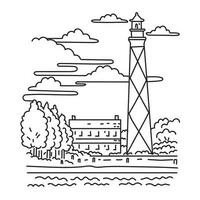Kap Achtung Leuchtturm im äußere Banken Norden Carolina USA Mono Linie Kunst vektor