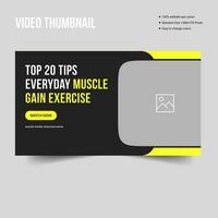 wachsen Muskel Ausbildung Video Tipps Miniaturansicht Netz Banner Vorlage Design, völlig editierbar Vektor eps 10 Datei Format