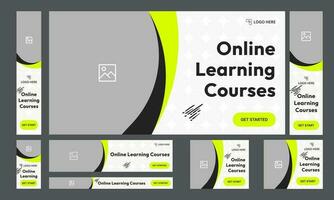 uppsättning av inlärning kurser webb baner mall design för social media inlägg, uppkopplad utbildning baner design, fullt redigerbar vektor eps 10 fil formatera
