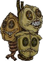 vektor illustration av tre voodoo docka huvuden