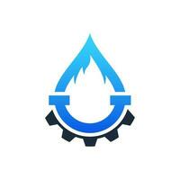 vatten släppa logotyp med flamma. enkel logotyp vatten släppa med flamma vektor