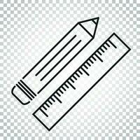 penna med linjal ikon. linjal meter vektor illustration. enkel företag begrepp piktogram på isolerat bakgrund.
