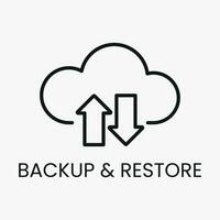 Vektor Symbol Backup und wiederherstellen, Wolke, Netz, Internet. Anwendung, einfach Linie