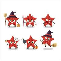 halloween uttryck uttryckssymboler med tecknad serie karaktär av ny röd stjärnor vektor