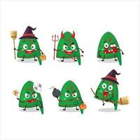 halloween uttryck uttryckssymboler med tecknad serie karaktär av grön Ränder älva hatt vektor