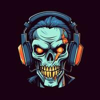 Zombie tragen Kopfhörer Illustration vektor