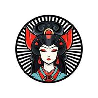 omfamning de skönhet och mystik av japansk kultur med en ritad för hand geisha flicka illustration, idealisk för fängslande logotyp mönster med en Rör av tradition vektor