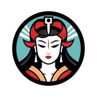 Umarmung das Schönheit und Mystik von japanisch Kultur mit ein handgemalt Geisha Mädchen Illustration, Ideal zum fesselnd Logo Designs mit ein berühren von Tradition vektor