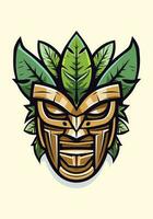 omfamning de anda av de öar med en trä- tiki mask stam- logotyp. unik, djärv, och full av symbolism, den ger en Rör av äkthet till din varumärke vektor