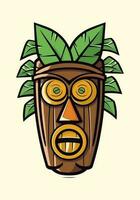 Erfassung das Wesen von Stammes- Kunst mit ein handgemalt hölzern Tiki Maske Logo. es ist rustikal Charme und kulturell Bedeutung machen es ein auffallen Wahl zum Ihre Marke vektor