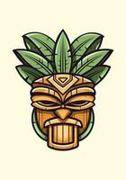 omfamning de anda av de öar med en trä- tiki mask stam- logotyp. unik, djärv, och full av symbolism, den ger en Rör av äkthet till din varumärke vektor