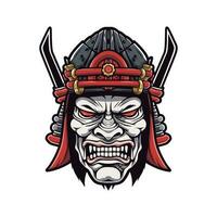 Zombie Samurai Rüstung Hand gezeichnet Logo Design Illustration vektor