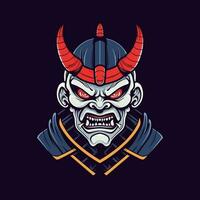 zombie samuraj rustning hand dragen logotyp design illustration vektor