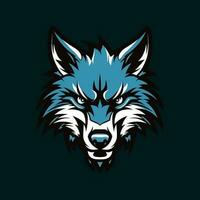 Wolf Kopf Hand gezeichnet Logo Design Illustration vektor