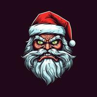 santa zombie hand dragen logotyp design illustration vektor