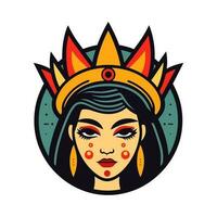 chicano Mädchen Hand gezeichnet Logo Design künstlerisch Darstellung von chicano Stolz und Identität. Reich im Symbolismus, diese Illustration vermittelt Erbe, Schönheit, und Ermächtigung vektor