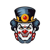 Fett gedruckt und auffällig Clown Kopf Logo Design Illustration, infundiert mit beschwingt Farben und kompliziert Einzelheiten, hervorrufen ein Sinn von Freude und Unterhaltung vektor