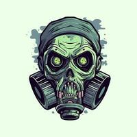 biohazard gas mask hand dragen logotyp design illustration vektor