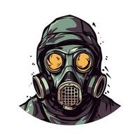 biohazard gas mask hand dragen logotyp design illustration vektor