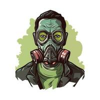 biohazard gas mask hand dragen logotyp design illustration vektor