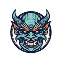 oni hannya Maske Design Umarmung das Leistung von japanisch Folklore mit diese auffällig Illustration. vermitteln Intensität und Geheimnis im Ihre Logo oder Kunstwerk vektor