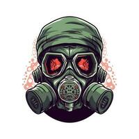 biohazard gas mask hand dragen logotyp design illustration vektor