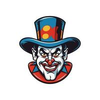 uttrycksfull clown huvud logotyp design illustration, fångande de nyckfull charm och lekfull anda i en unik och fängslande sätt vektor