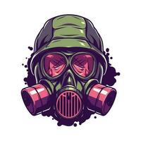 biohazard gas mask hand dragen logotyp design illustration vektor