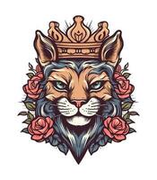 Katze Kopf tragen ein Krone Vektor Clip Kunst Illustration