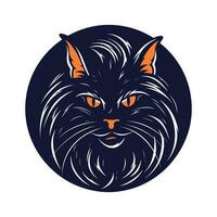 katt huvud logotyp design illustration vektor