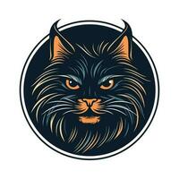katt huvud logotyp design illustration vektor