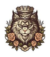 katt huvud bär en krona vektor klämma konst illustration