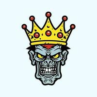 Zombie Schädel Kopf tragen ein Krone Vektor Clip Kunst Illustration