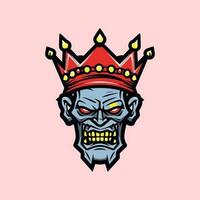 zombie skalle huvud bär en krona vektor klämma konst illustration