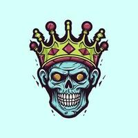 Zombie Schädel Kopf tragen ein Krone Vektor Clip Kunst Illustration