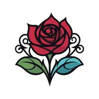 romantisk ro blomma vektor logotyp klämma konst illustration